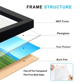 YHIOOWLI 5x7 Picture Frame Hinged, Triple Picture Frames Fold, Wood Photo Frame for Tabletop or Desktop Display Vertically, Black
