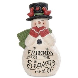 Current Blossom Bucket Snowman Christmas Figurine - 2 1/2" x 4"T, Cast Resin Holiday Table Top Décor