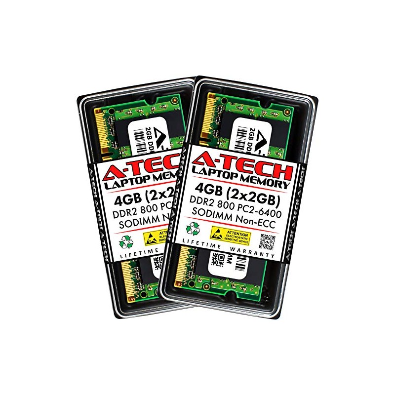 4GB kit (2GBx2) DDR2 PC2-6400 LAPTOP Memory Modules (200-pin SODIMM,