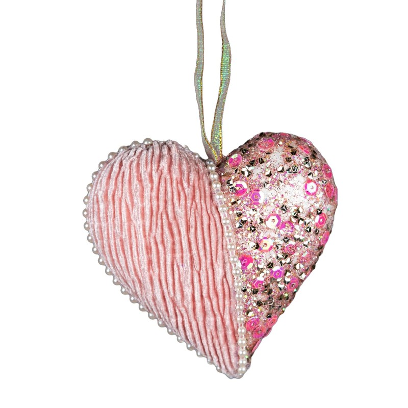 3Pcs Baby Pink Heart 12cm - Christmas Tree Hanging Decorations