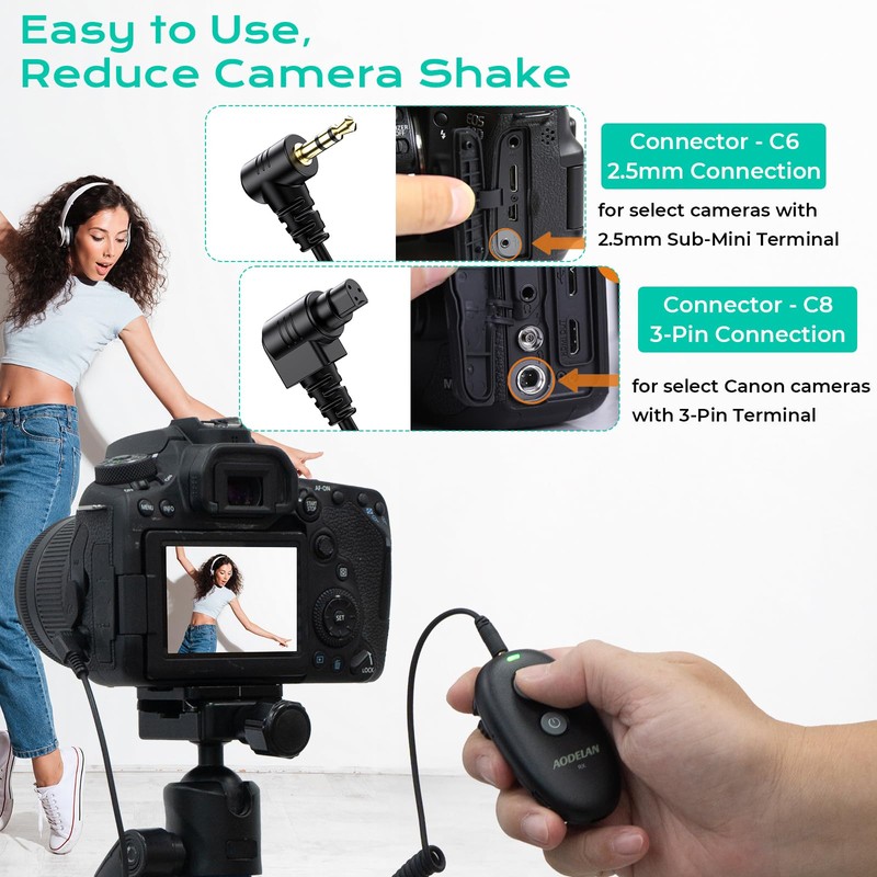 AODELAN USB-C Rechargeable Wireless Camera Remote Shutter Release for Canon