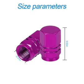 4 PCS Tire Stem Valve Caps Wheel Valve Covers Car Dustproof Tire Cap, Leak-Proof Air Protection Fits Cars, Trucks, Bikes, Motorcycles, Bicycles, Hexagon Shape Design (Purple)