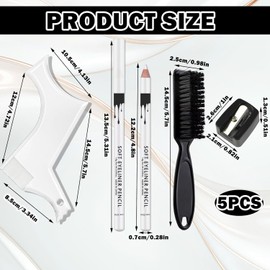 YTAXYZWR Set 5 Pezzi per Modellare Barba e Linee dei Capelli per Uomini, con 2 matite Bianche, 1 Template, 1 temperino e 1 Pettine per precisione nella Forma della Barba e della Linea dei Capelli