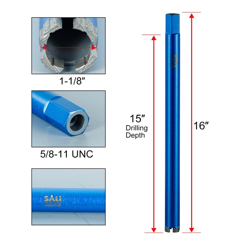 SALI Wet Diamond Core Drill Bits 1-1/8"/29mm Diameter Core Drill