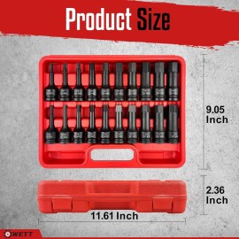 MIXPOWER 1/2 Drive Master Impact Hex Bit Set 20 Piece Hex Driver Socket Set Allen Bit