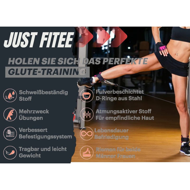 Just Fitee Ankle Straps for Cable Machine Attachments Gym Ankle
