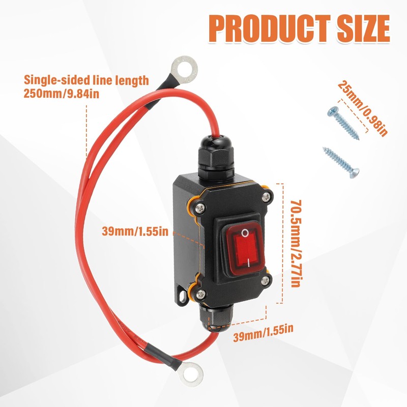 JAMHER DC 12V-24V Waterproof Inline Switch IP65 DPST Dual Side