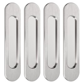 MOROBOR Self-Stick Oval Sliding Door Pulls, 4pcs Brushed Steel Aluminum Alloy Flush Pull Punch-Free Handle for Sliding Barn Door Windows Cabinets/18cm
