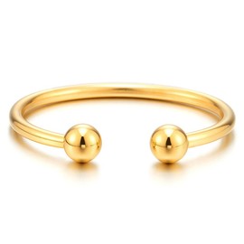 COOLSTEELANDBEYOND Elastic Adjustable Gold Stainless Steel Ball Cuff Bangle Bracelet for Men Women Polished(CA)