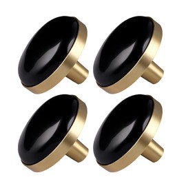 mookaitedecor Set of 4 Obsidian Round Drawer Knobs 32 mm Crystal Stone Cabinet Knob Pulls Handle