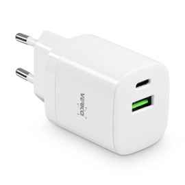 VERICO Power MOJO GaN 30 W, 2 Port Charger, Power Supply, PD3.0/QC3.0, 1 x USB-C, 1 x USB-A, White