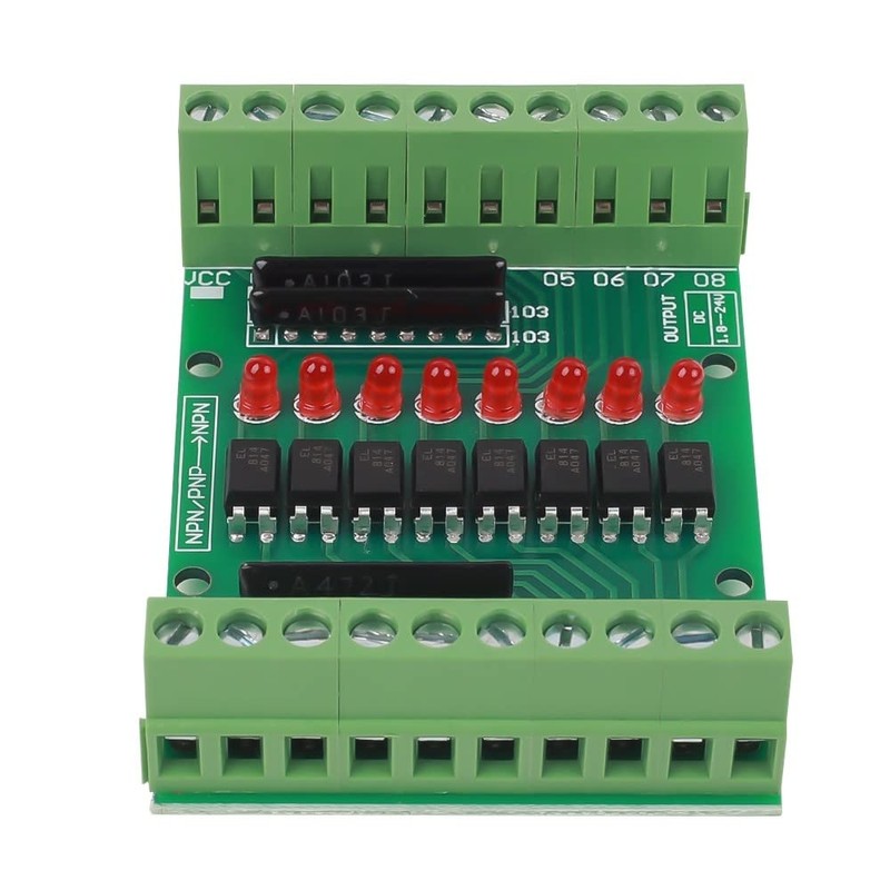 Optocoupler Isolation Module,DC 12V 24V 8-Channe Optocoupler Isolation Board PNP