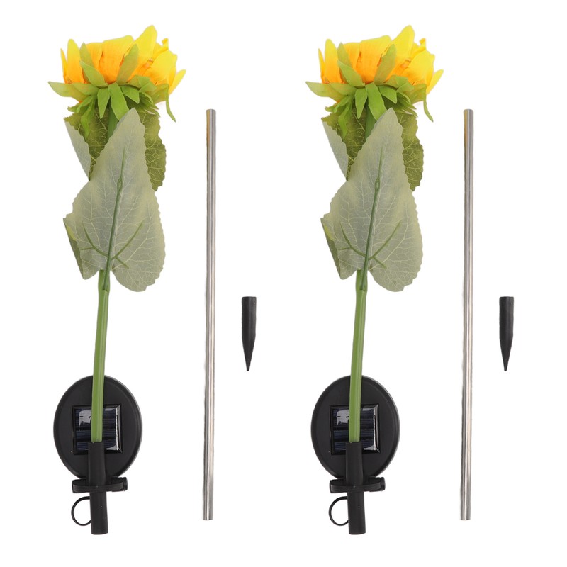 2Pcs Sunflower Solar Lights IP65 Waterproof Low Power Consumption LED