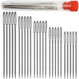 LRMYS Big Eye Hand Sewing Needle Set, Sharp Head Large Eye Stitching Needles Yarn Knitting Tool with Bottle for DIY Handjob Cross Stitch Sew Mend, 5 Different Sizes 25 Pcs