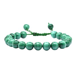 Malachite Bracelet for Women Men's Gifts - Protection Healing Crystal Bracelet - 8mm Gemstone Beaded Adjustable Bracelet Pulseras Para Hombres Mujer Stocking Stuffers