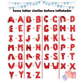 Letter Balloons 16 Inch Mylar Foil Alphabet Letter A-Z Balloons Set for Wedding Birthday Party Decoration Banner Custom Phrase 26 Pieces(Red)