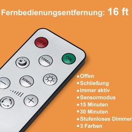 Cabinet Lighting LED with Remote Control and Motion Sensor, 20 cm Base Cabinet Lighting, 2500 mAh, 2 Modes, 3 Colours, 3000 K - 6000 K, Under-Unit Light, Wireless Light Strip, Kitchen, Pack of 5