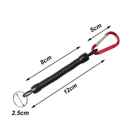 Pack of 8 Carabiner with Spiral Cable, Spiral Spring Keyring, Stretchy Spiral Keyring, Safety Strap, for Fishing, Boating, Camping, Outdoor