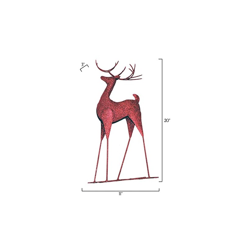 20" Red Metal Standing Reindeer