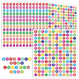 15 Sheets Small Vinyl Letters Stickers 1/2 inch, Round Mini Letter and Number Stickers Colorful, Cute Tiny Alphabet Dot Stickers Waterproof for Water Bottles Scrapbooking DIY Crafts Kids