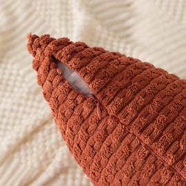 Kevin Textile 2 Packs Boho Decorative Throw Pillow Covers 18x18 Inch for Living Room Couch Bed Sofa Rustic Modern Farmhouse Home Decor Soft Corduroy Rust Square Cushion Case 45x45 cm