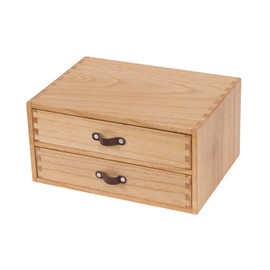 DDYURI Wooden Desk Organizer with 2 Drawers - Desktop Storage Drawers for Office Supplies File Paper Storage - Wood Chest/Small Cabinets for Jewelry Dresser Kitchen Counter (FAX2C-LT）