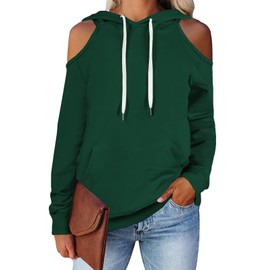Cutiefox Womens Cold Hoodies Long Sleeve Pullover Hood Sweatshirt with Pockets Dark Green 2XL
