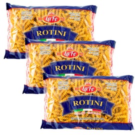 La Fe Rotini Pasta 16oz - 3 Pack - Unenriched Semolina Wheat Italian Pasta Rotini Noodles - Cholesterol & Sodium Free