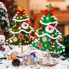 ENIKMOSD Christmas Tree Craft Set Children, 2 Pieces Christmas Decoration Crafts Children, DIY Craft Set Felt Christmas Tree, Christmas Crafts for Children, Christmas Decoration Craft Sets for