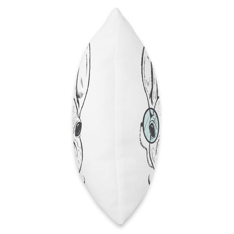 Drawing White Monocle Rabbit Eye Throw Pillow