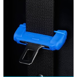 ISKIP Car Safety Belt Buckle Cover, Universal Silicon Anti-Scratch Seat Belt Clips Protector Cover, Car Interior Protector for Back Seat (Blue)
