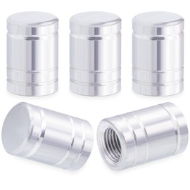 MEAJOO 5PCS Car Tire Valve Stem Caps, Aluminum Tire Valve Cap Set, Corrosion Resistant, with Rubber O-Ring, Universal for Cars, SUVs, Bike, Bicycles,Trucks and Motorcycles (Silver)
