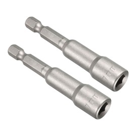 CoCud Nut Socket Driver Bit, 1/4" Hex Shank, 0.3 inch (7 mm) Socket, 2.6 inches (65 mm) Length, Chrome Vanadium, Magnetic Quick Change, DIY Work Set of 2