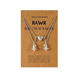 Magnetic Couples Necklace Set Friendship Dinosaur Matching Charm Pendant Necklace T-Rex Dinosaur Cute Animal Lover Jewelry for Couples Valentine's Day Birthday Gifts-Cute Dinosaurs