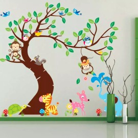 DaraBaby Vinil Decorativo Infantil Animales Árbol Búho Mono Habitacio