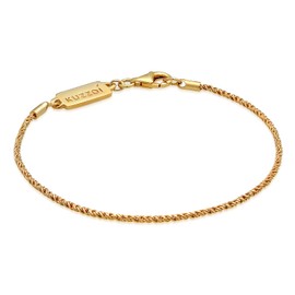 Kuzzoi Buddha Silver Bracelet for Men, Handmade Cord Bracelet (2 mm) Made of Real Solid 925 Sterling Silver Gold-Plated Men's Bracelet Twisted with Lobster Claw, 0208841021, Sterling Silver