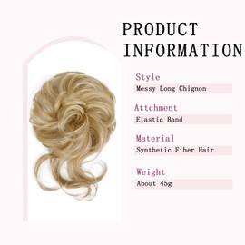 AYNKH Messy Bun Hair Piece, Synthetic Elastic Hair Bun Extensions Hair Wavy Donut Accessories Ponytail Wig Hairdo for Women Girls (Golden 2)