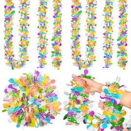 Whaline 4Pcs Easter Tinsel Garland 26Ft Colorful Tinsel Twist with Confetti Spring Hanging Tinsel Ornament Decoration for Holiday Door Tree Mantel Window Outdoor Party Supplies