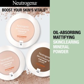Neutrogena SkinClearing Mineral Acne-Concealing Pressed Powder Compact, Shine-Free & Oil-Absorbing Makeup with Salicylic Acid to Cover, Treat & Prevent Breakouts, Natural Beige 60,.38 oz (Pack of 2)