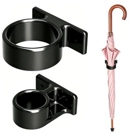 QhgPnt Black Umbrella Holder, Wall-Mounted RV Organiser with Drip Tray, for Narrow Spaces, Classic Umbrella Stand for Entryway, Universal Rain Storage Organiser for Home, Office, and Shop Entrances