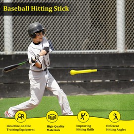 DeeHai Baseball Hitting Stick,Batting Practice Equipment for Baseball and Softball,Extended Handlebar with Grip Strap,Ideal One-on-One Baseball Training Equipment