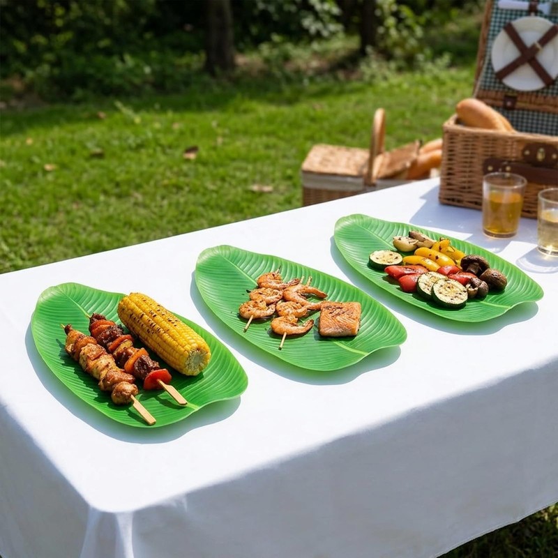 16-Pack 15 * 8inch Artificial Banana Leaf Table Runners,Banana Leaves