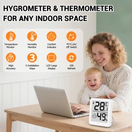 Pack of 4 Digital Hygrometer Thermometer with Smiley Face, LCD Humidity Meter Indoor Mini Humidity Meter High Accuracy Temperature Sensor for Baby Room Interior Office Living Room (4)