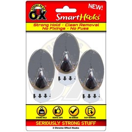 Rapide Products HE331P Small Oval Hooks, 30mm x 50mm, Chrome Effect Pack of 3, Multi-Colour