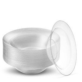 PLASTICPRO [10 oz 40 Pack] 10 Ounce Premium Heavy Weight Crystal Clear Classy Disposable hard Plastic Cereal & Soup Bowls