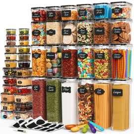 Chef's Path Ultra Large - 48 Pack Food Storage Containers | Kitchen and Pantry Organization Canisters for Cereal, Dry Food, Flour and Sugar, BPA Free, Includes 24 Labels
