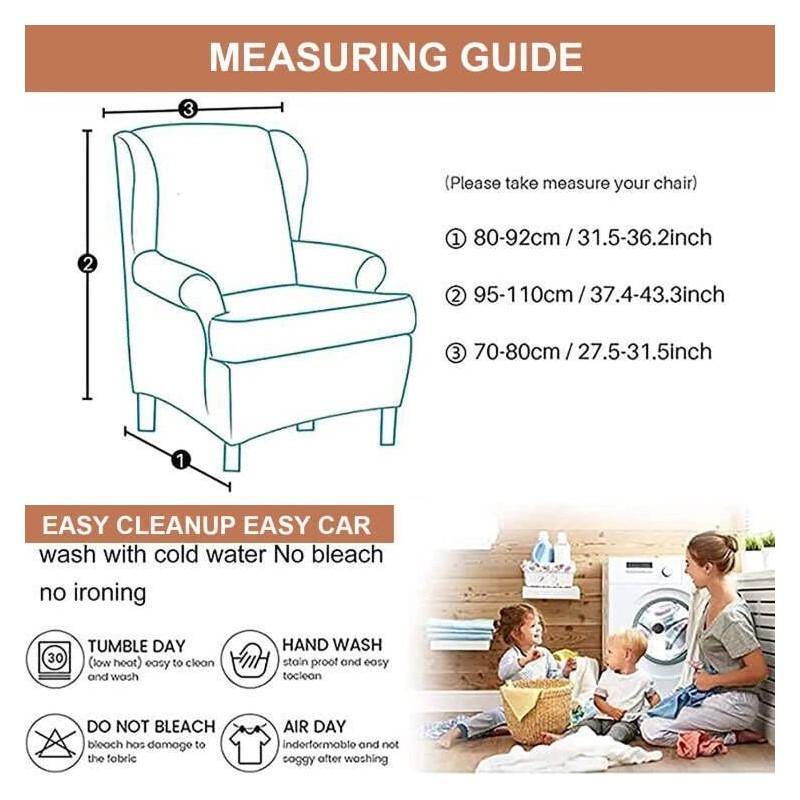 Eco-Ancheng Wingback Chair Slipcover 2 Piece Slipcovers for Wingback Chairs