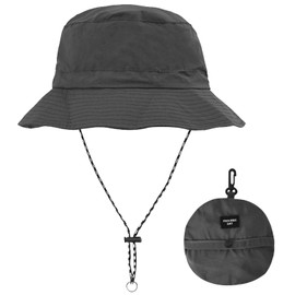 Vesaneae Waterproof Bucket Hat, Foldable UV Protection Sun Hat, Portable Adjustable Fishing Hats for Men and Women for Outdoor Activities Hiking Fishing Beach Vacation Grey