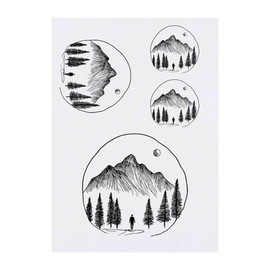 4 x 'Hiking In The Mountains' Temporary Tattoos - Water Resistant, Skin-Safe, Non-Toxic Transfers, Mixed Sizes (TO00084588)