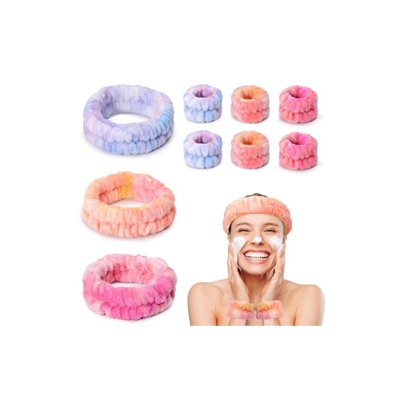 Kit KINGTLE de 9 piezas: 3 diademas de franela y